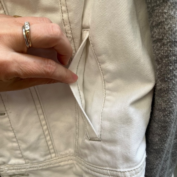 Free People Distressed Knit / Denim Jacket, Gray / White Jean, Medium - Picture 9 of 17